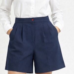 Michele NY High-Waist Bermuda 90's Navy Blue Shorts 12 Preppy Minimalist Y2k